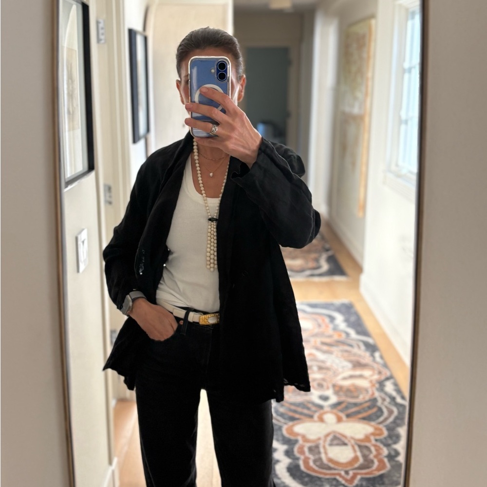 CP Shades Linen Oversized Blazer Black Size Small